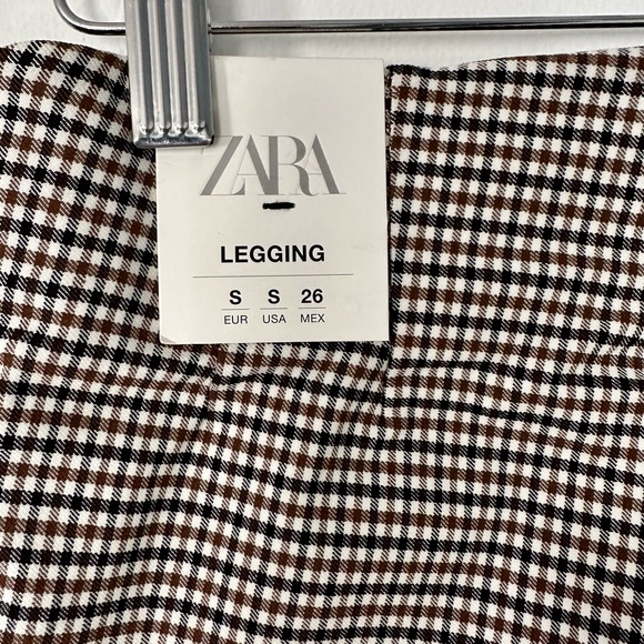Zara Women Hi Rise Legging Plaid Side Zip Dress Pants Brown Size S NWT - Picture 8 of 15